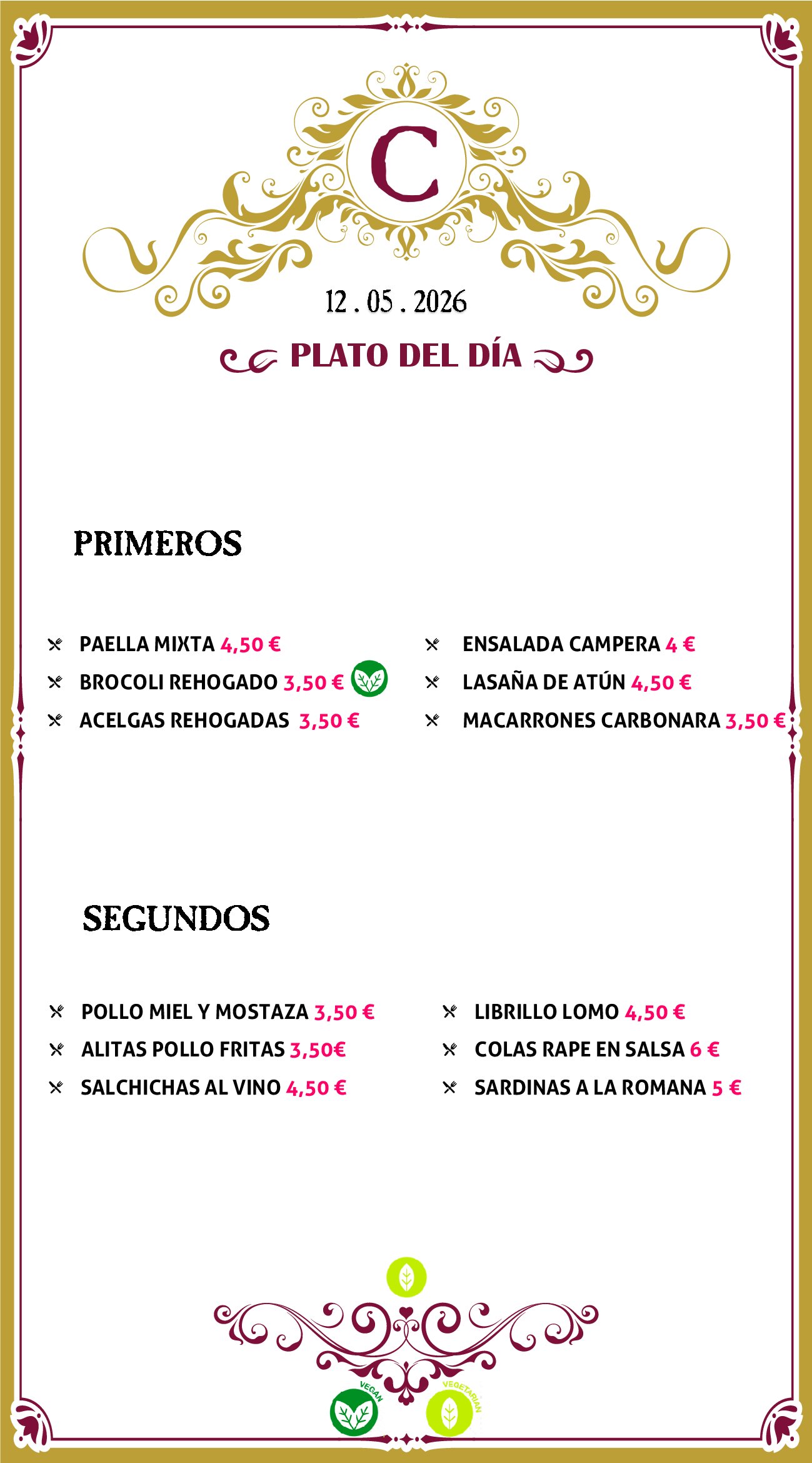 Menu RRSS N