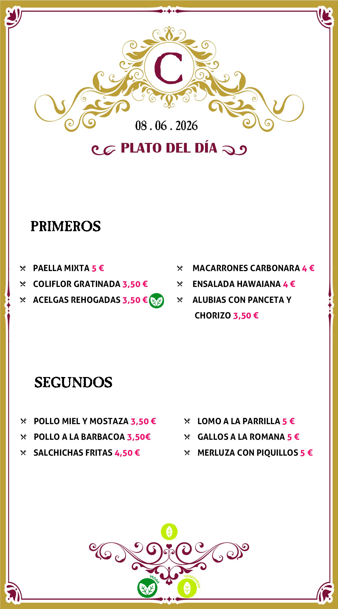 Menu RRSS N