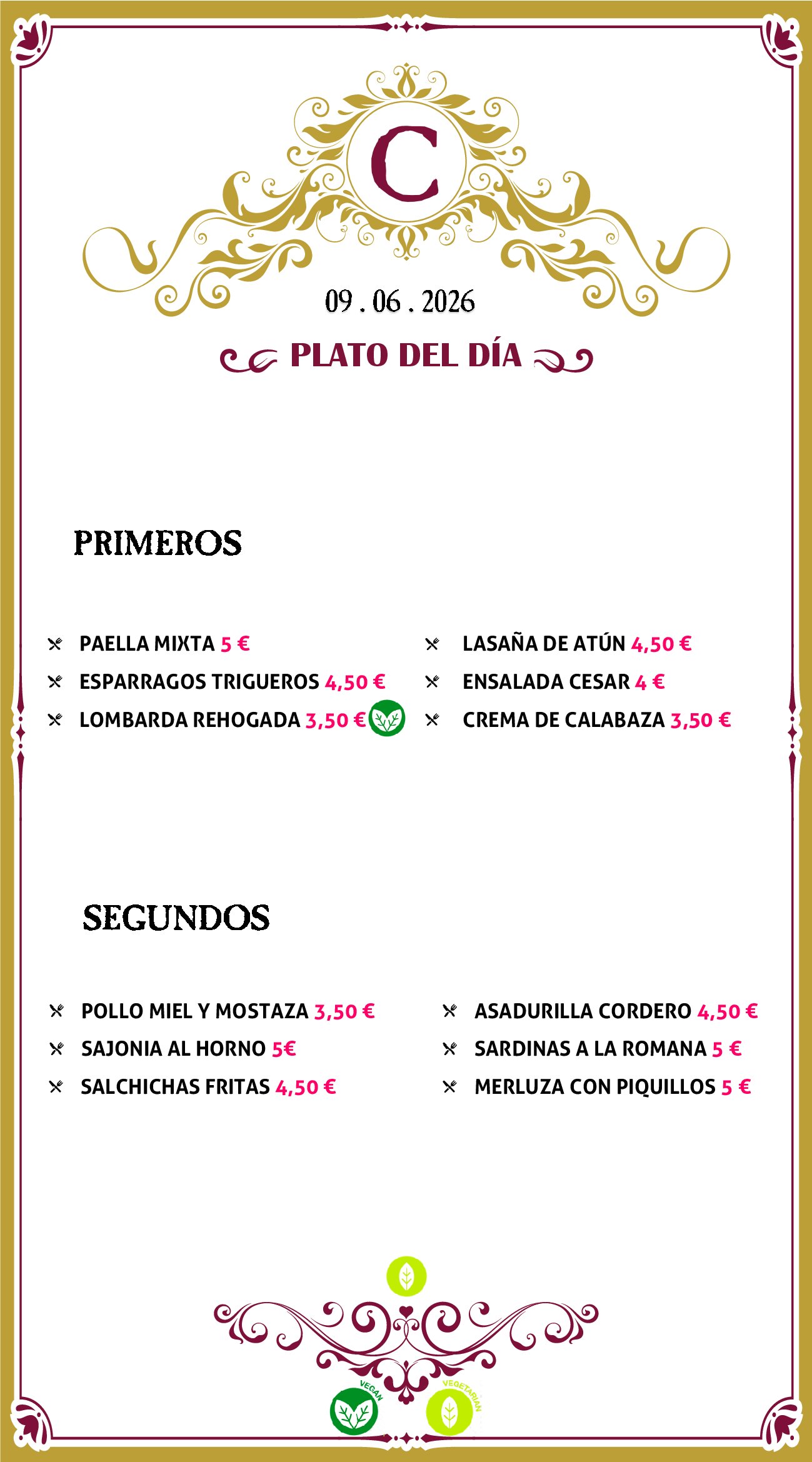 Menu RRSS N