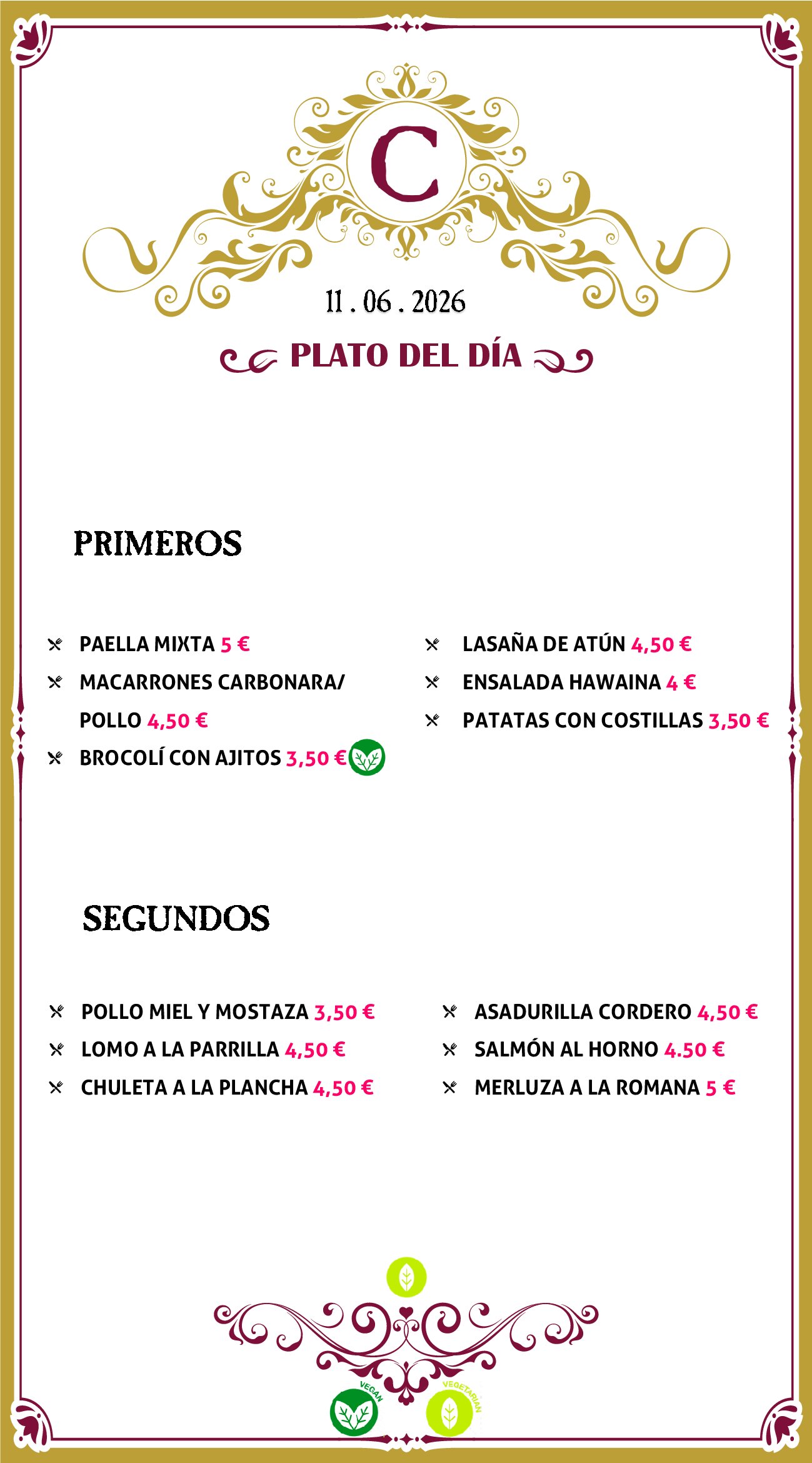 Menu RRSS N