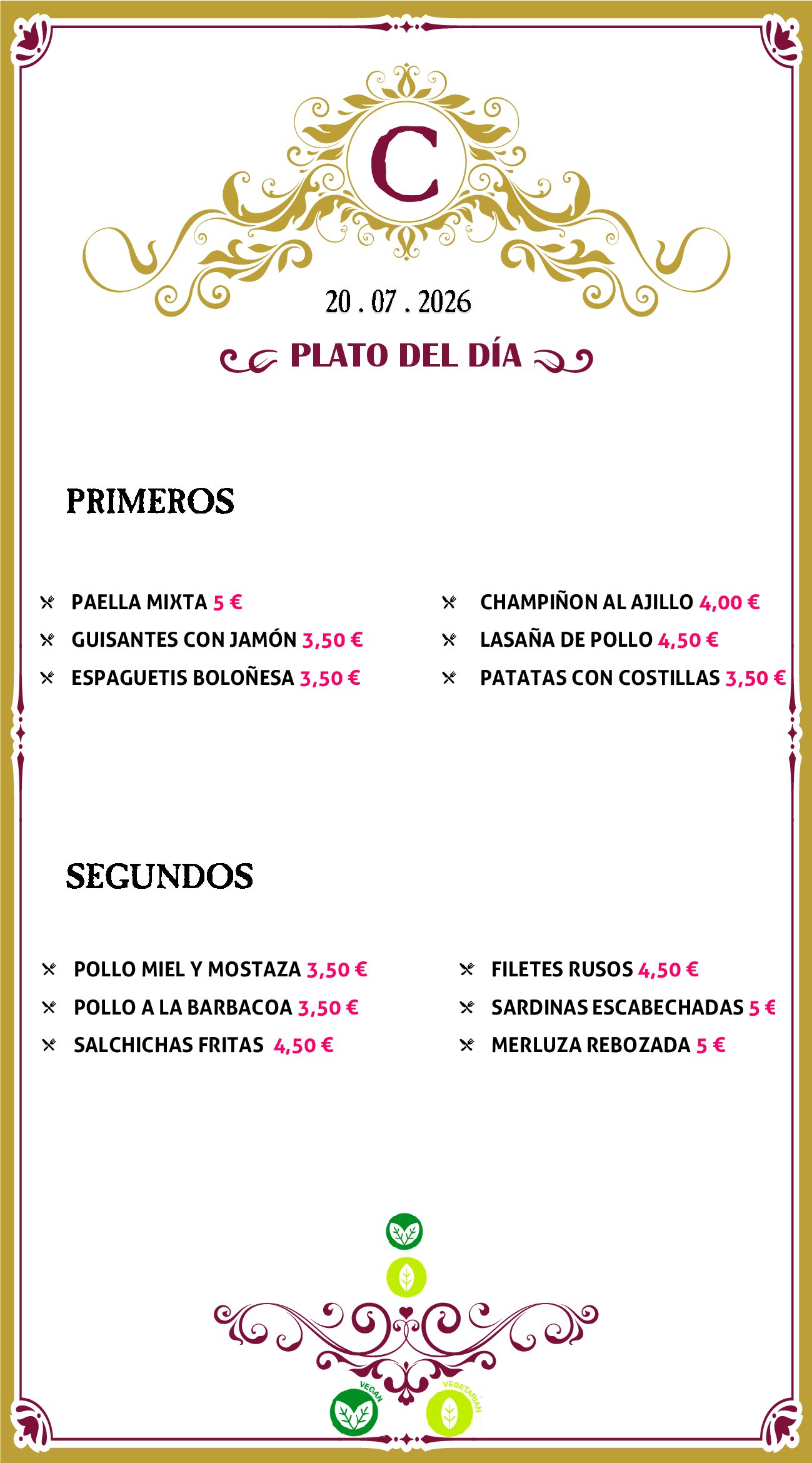 Menu RRSS N