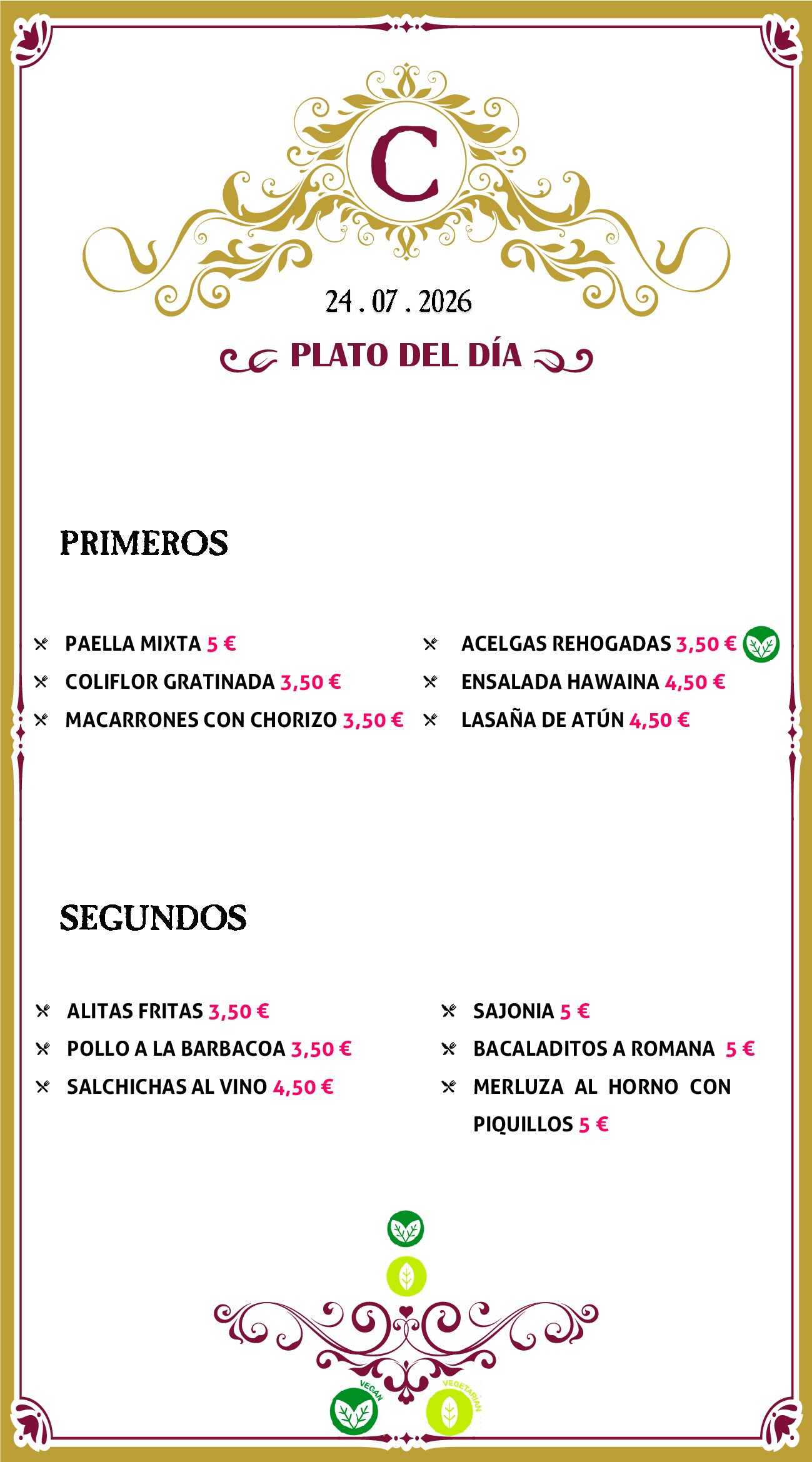 Menu RRSS N