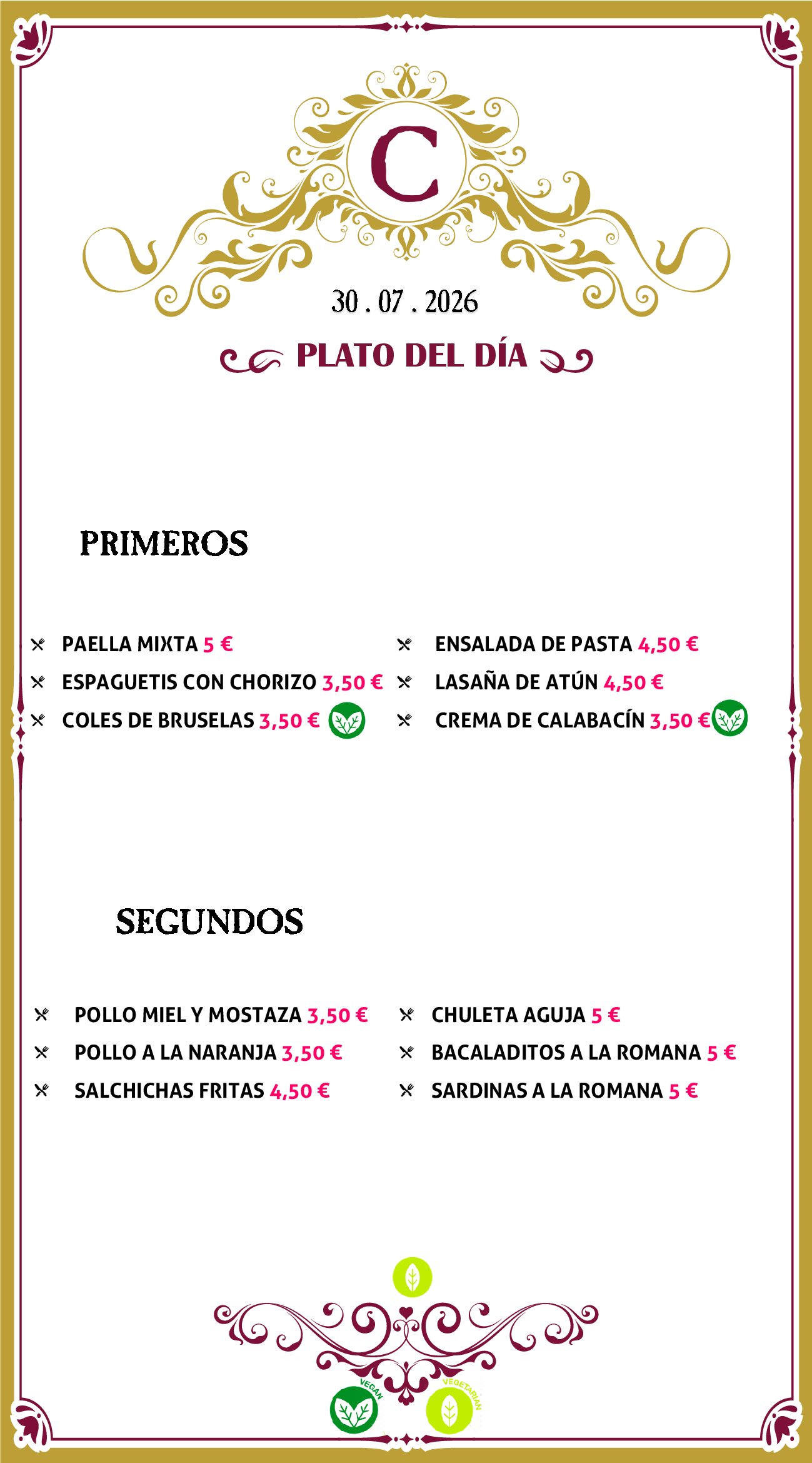 Menu RRSS N