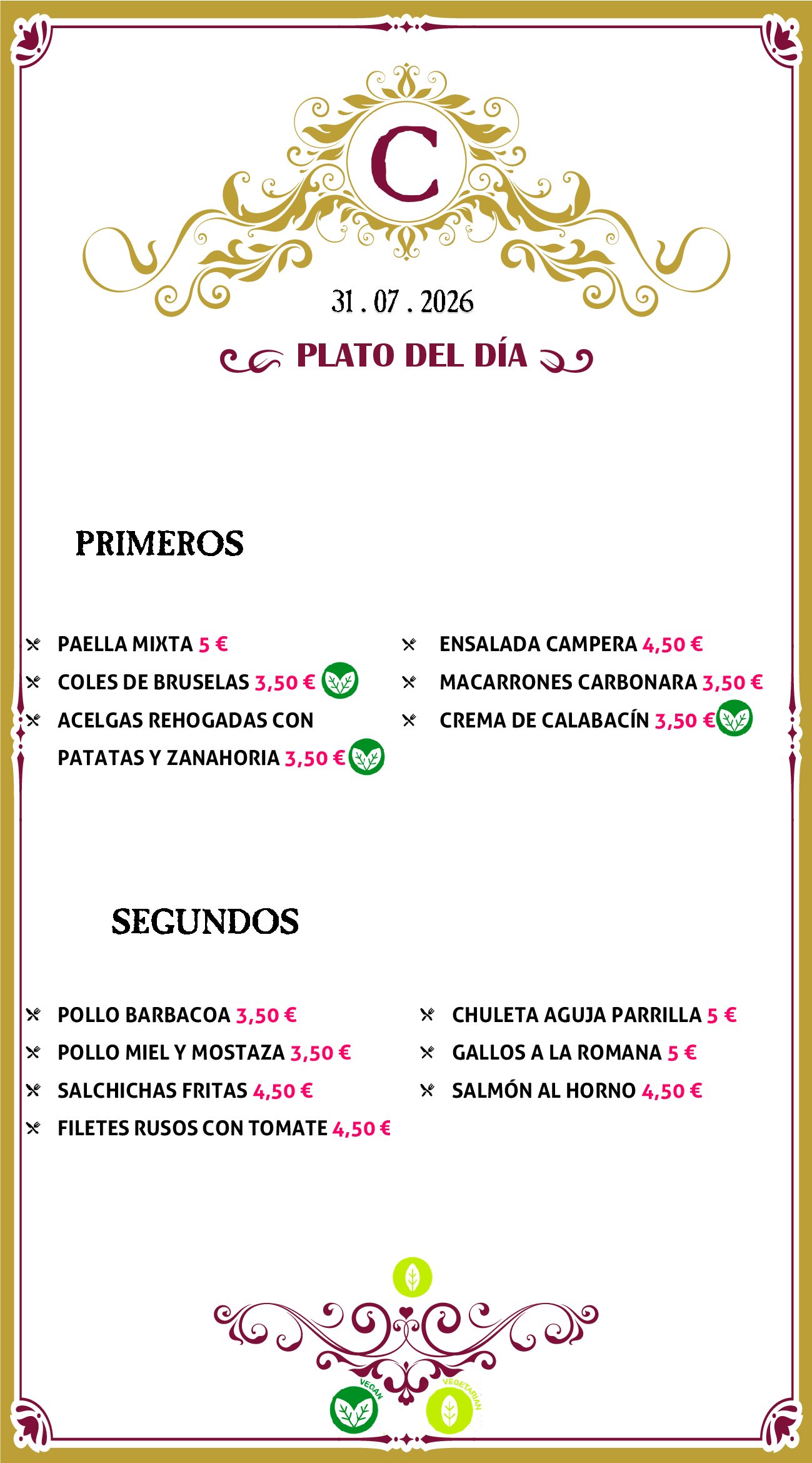 Menu RRSS N