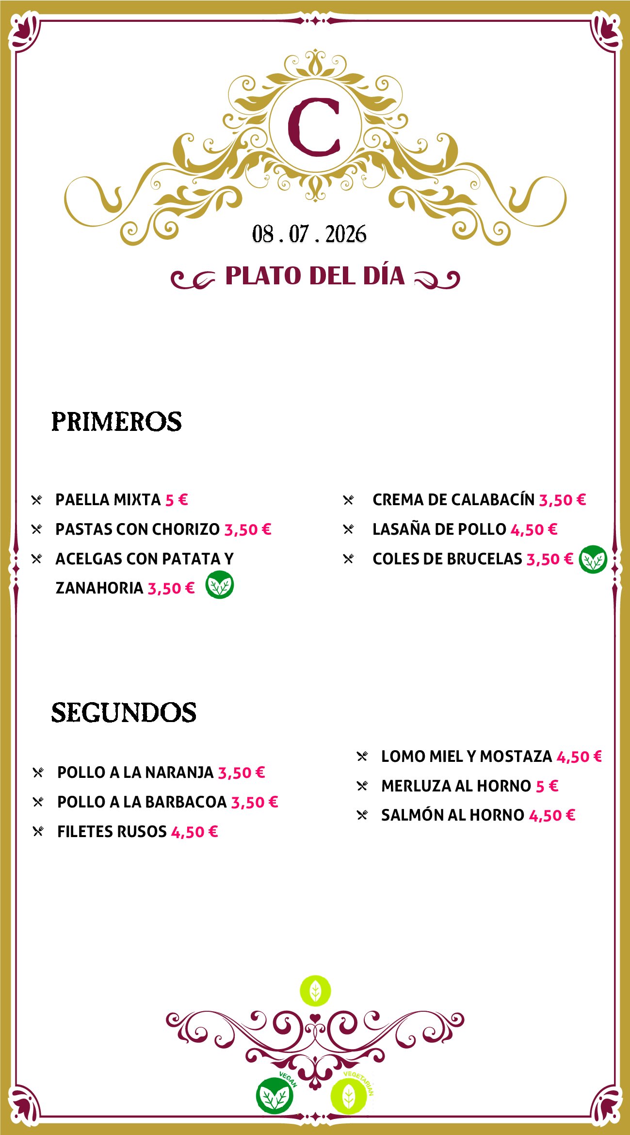 Menu RRSS N