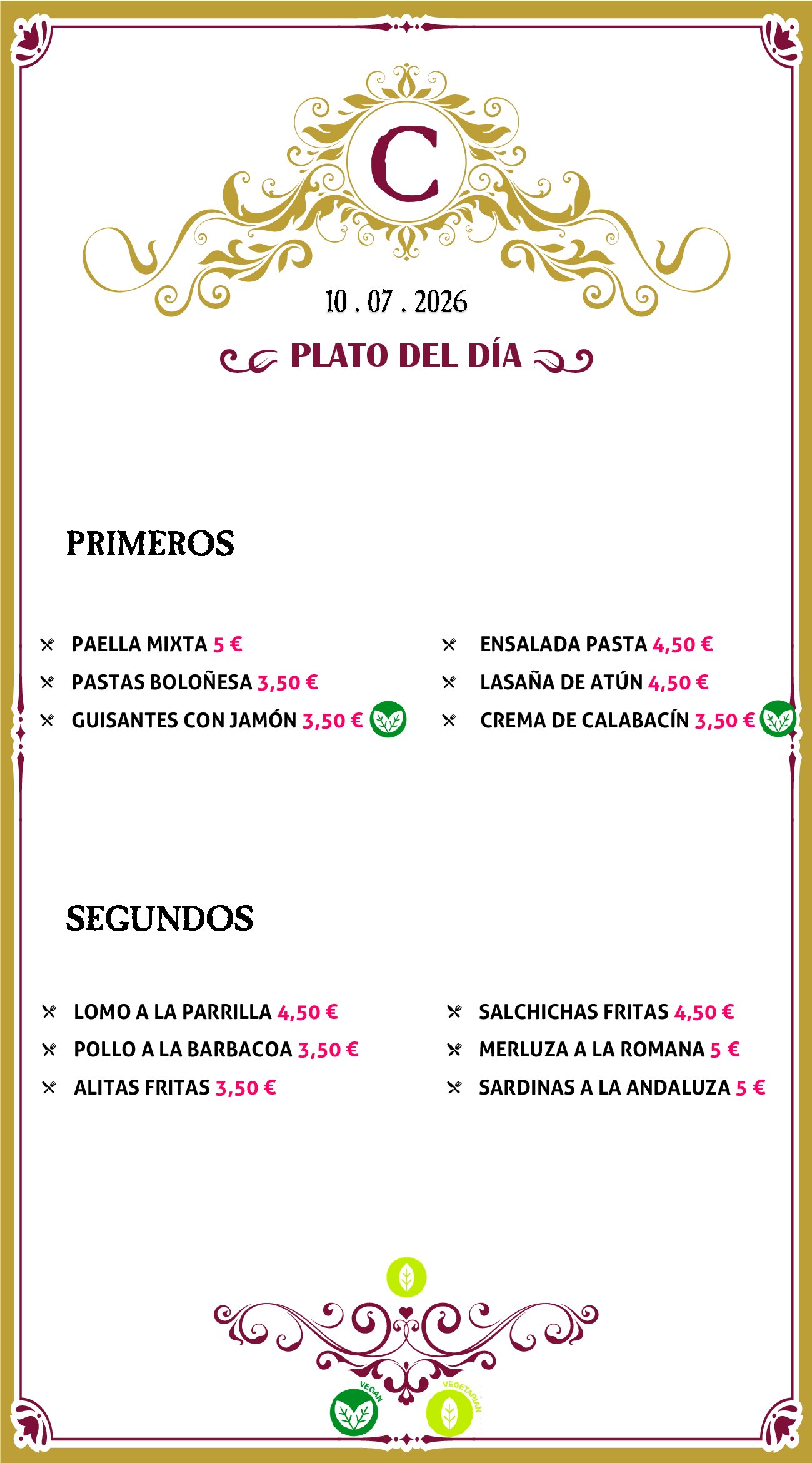Menu RRSS N