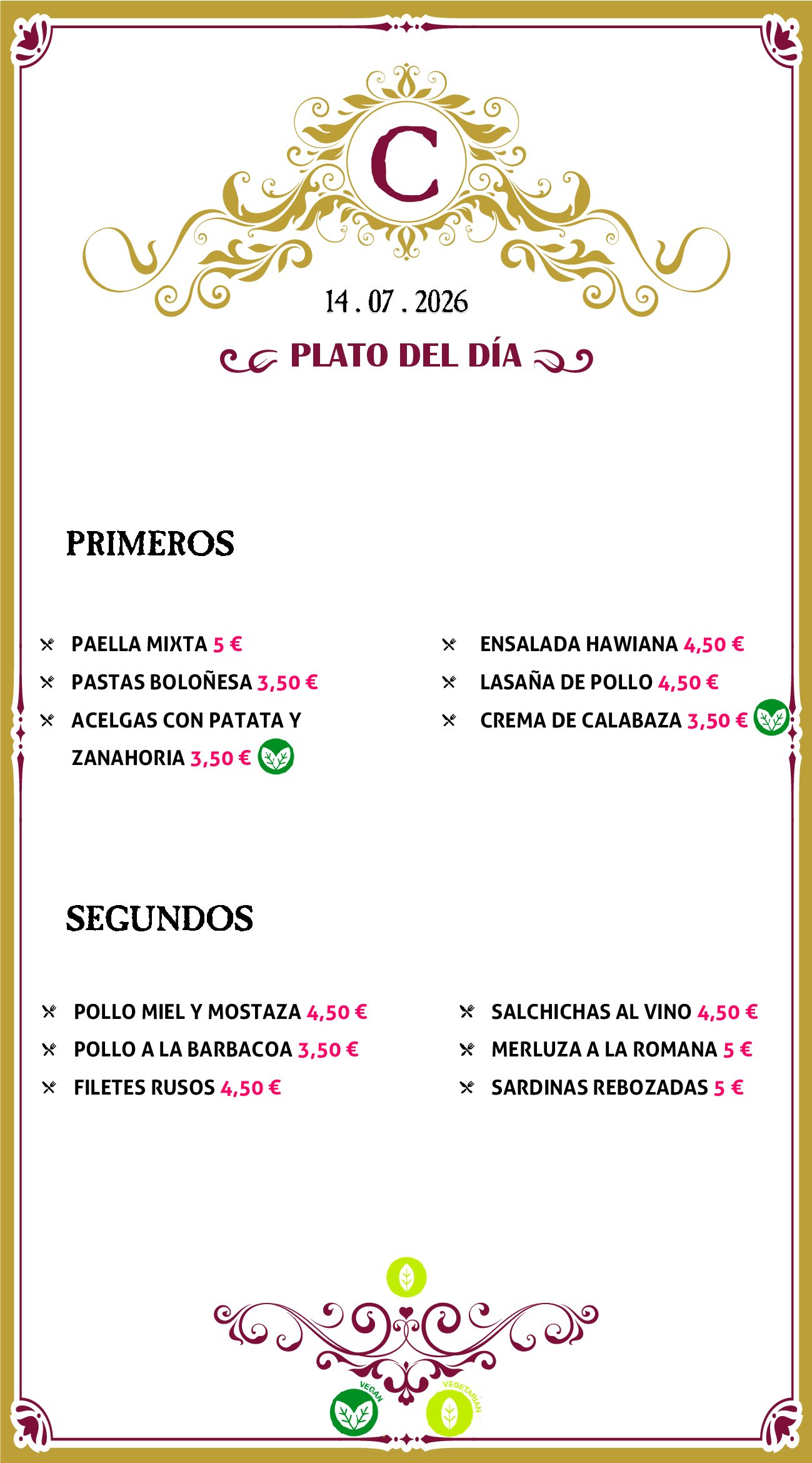 Menu RRSS N
