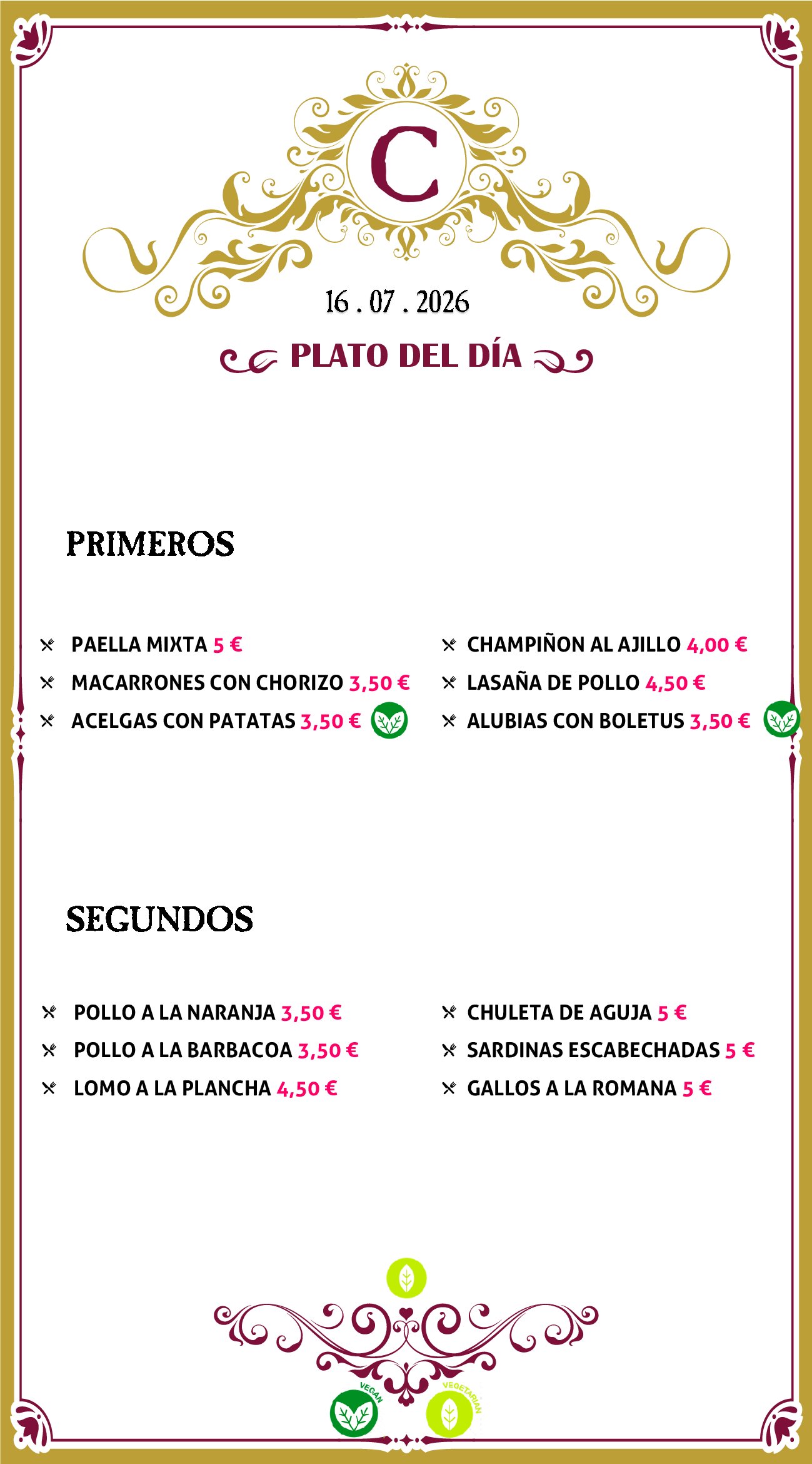 Menu RRSS N