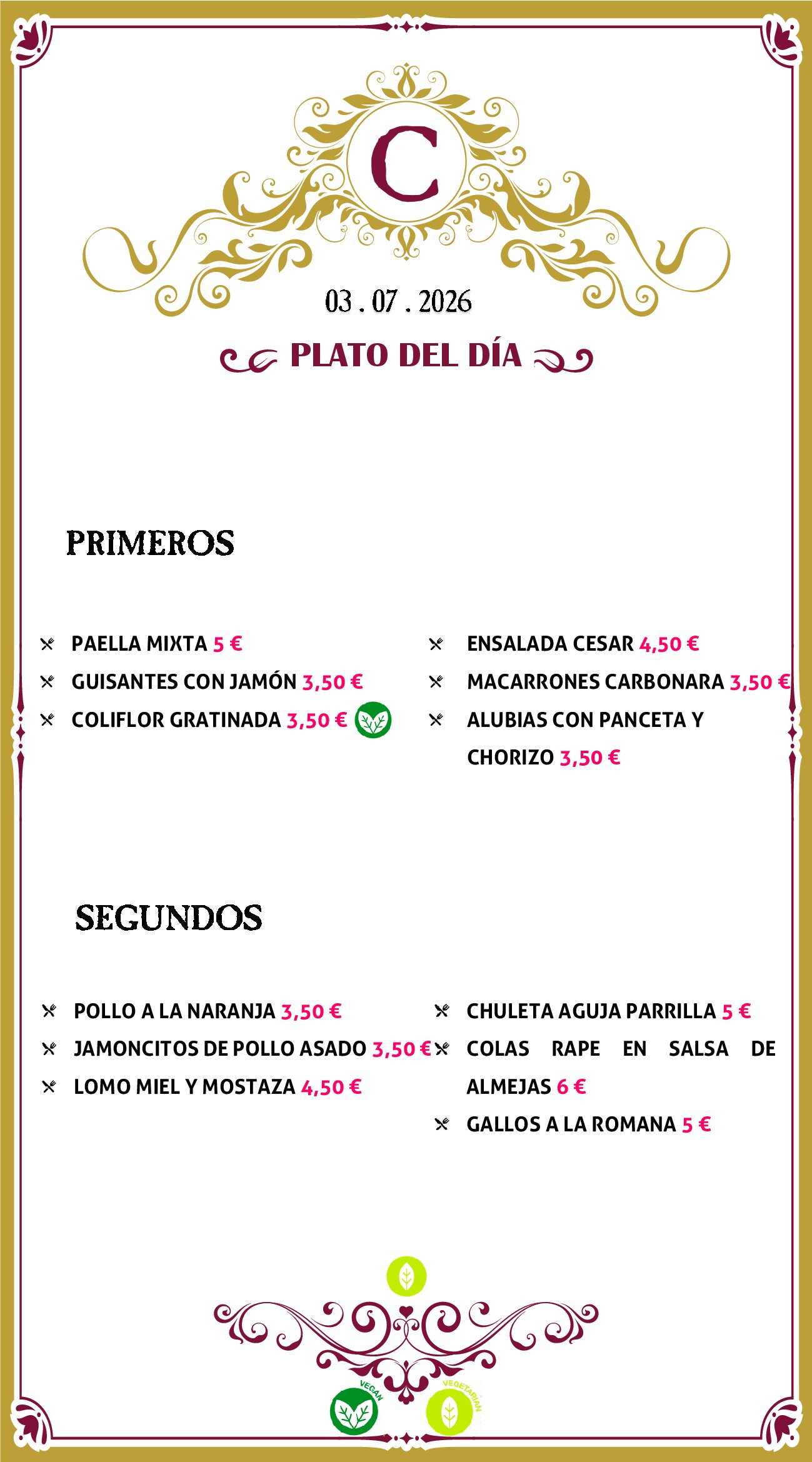 Menu RRSS N