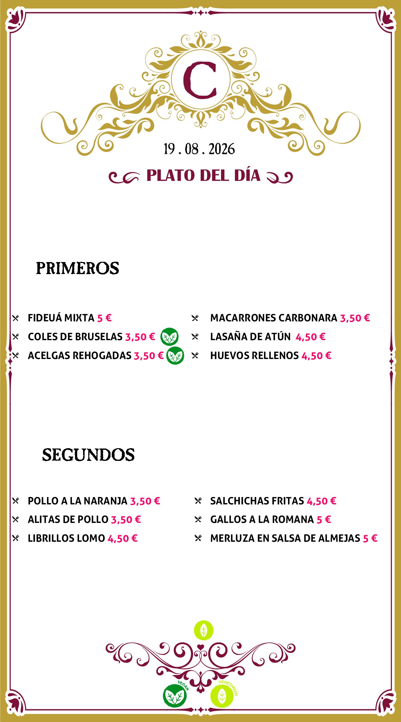 Menu RRSS N
