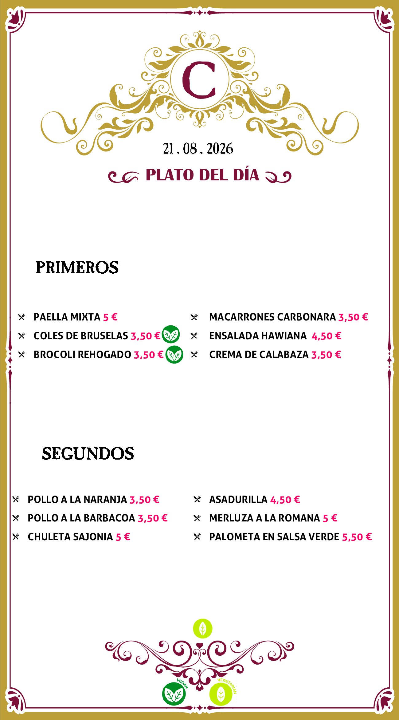 Menu RRSS N