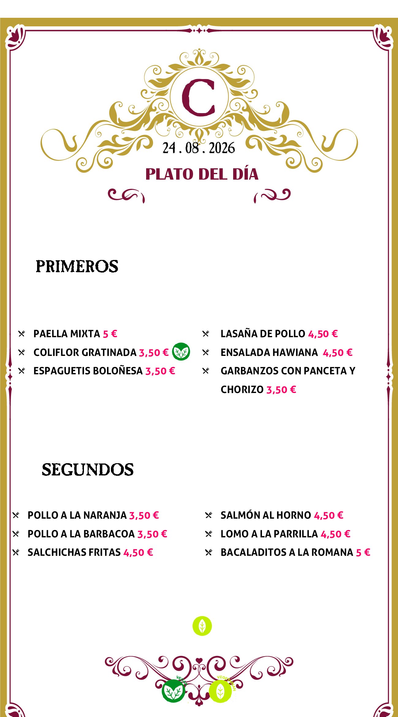 Menu RRSS N