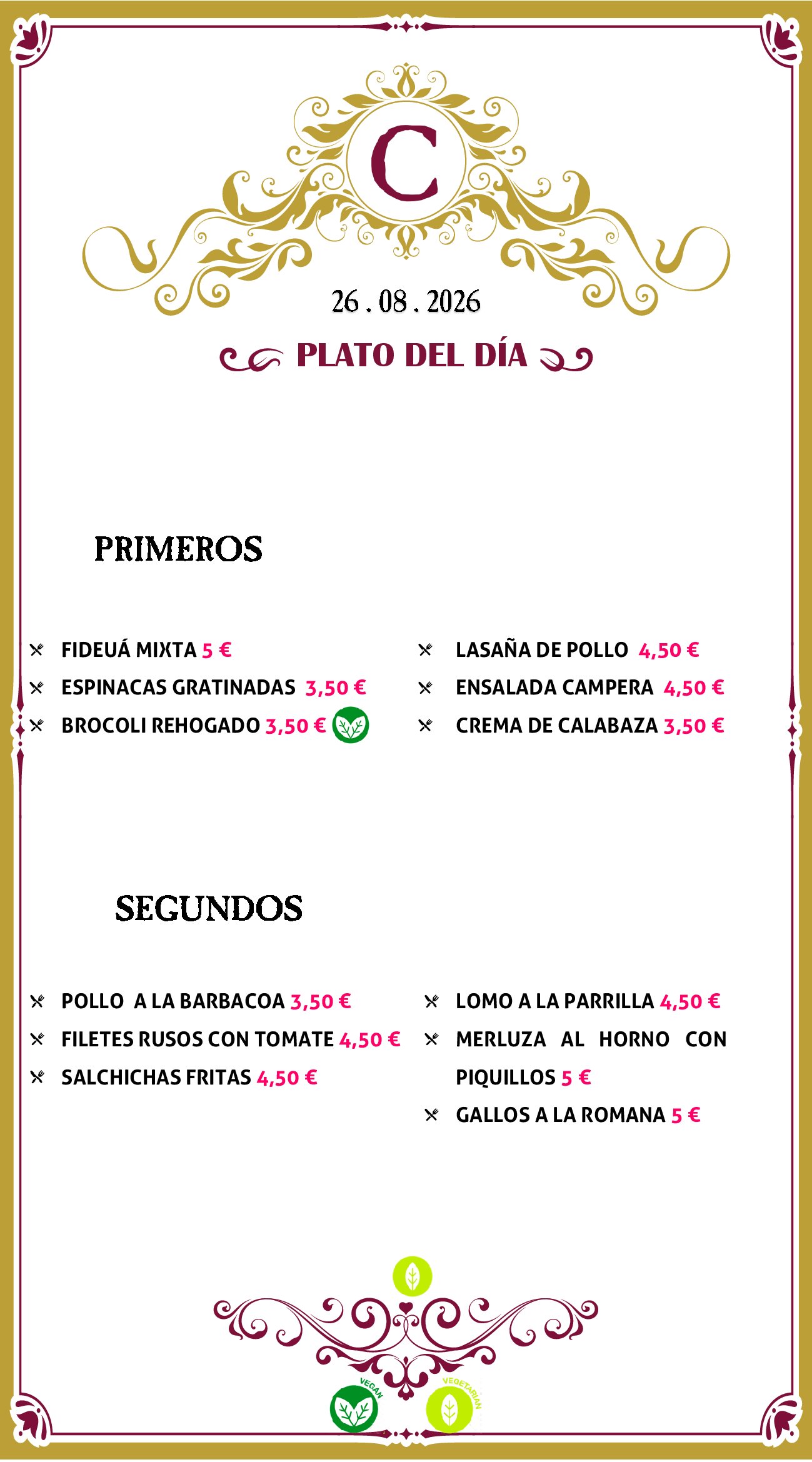 Menu RRSS N