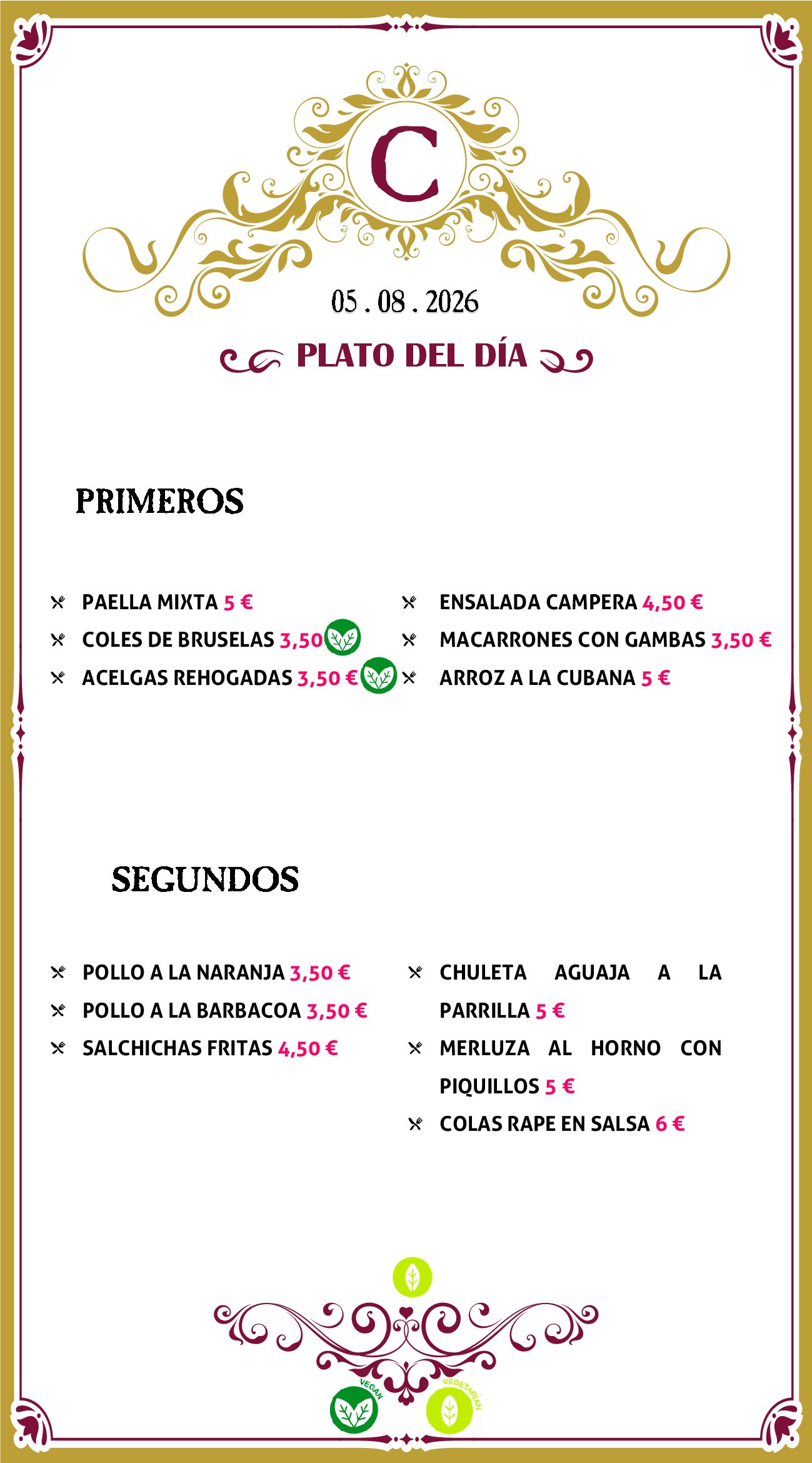 Menu RRSS N
