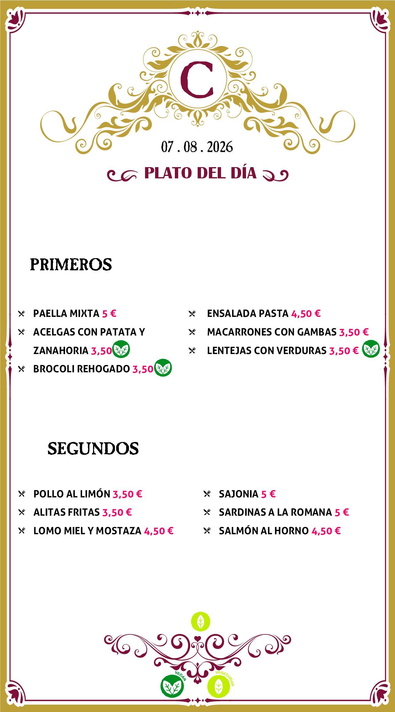 Menu RRSS N