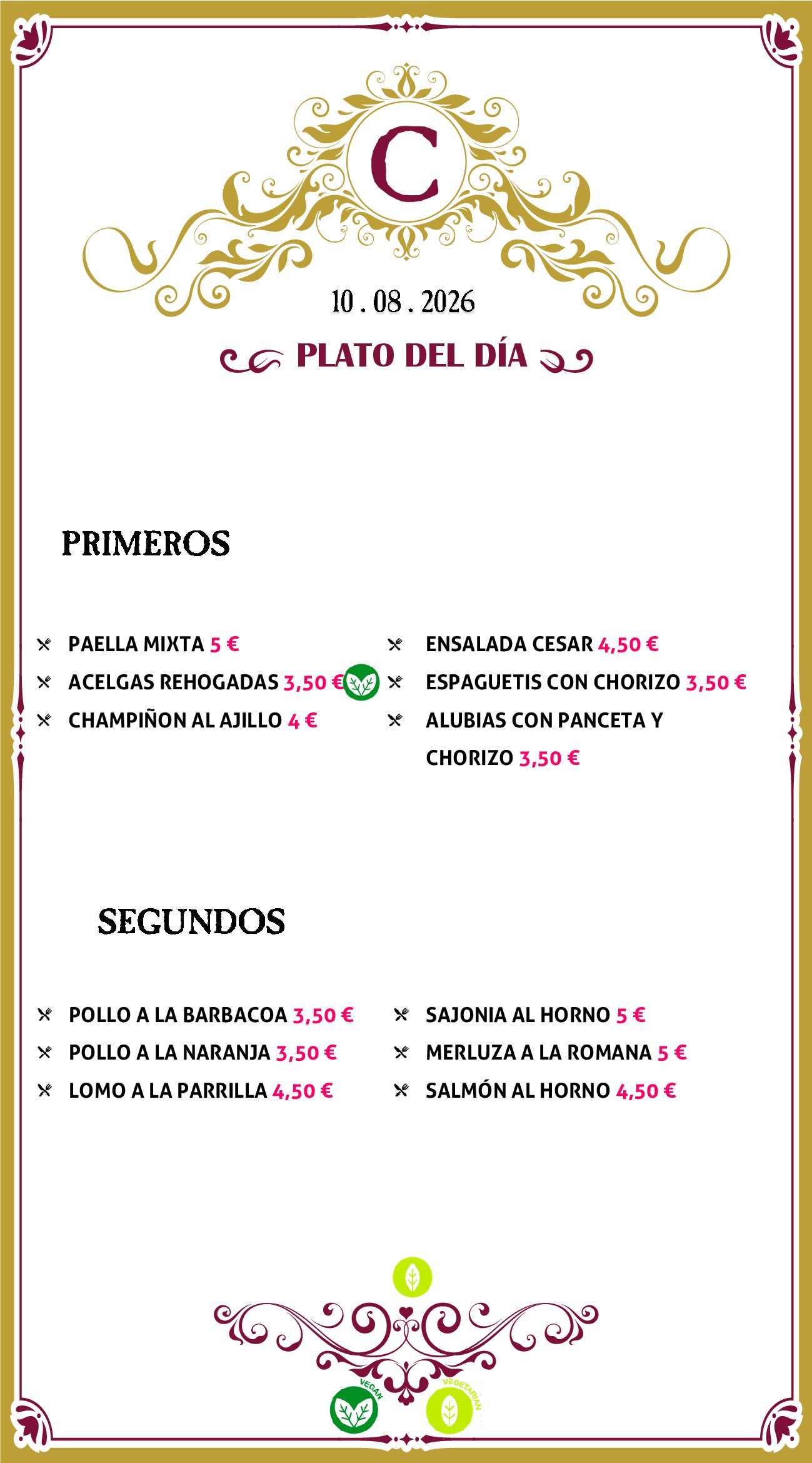 Menu RRSS N