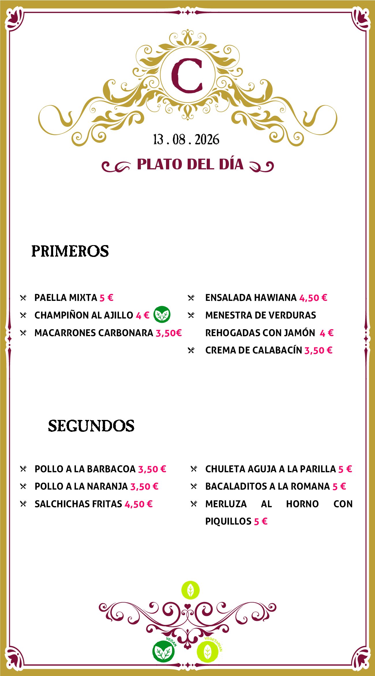 Menu RRSS N