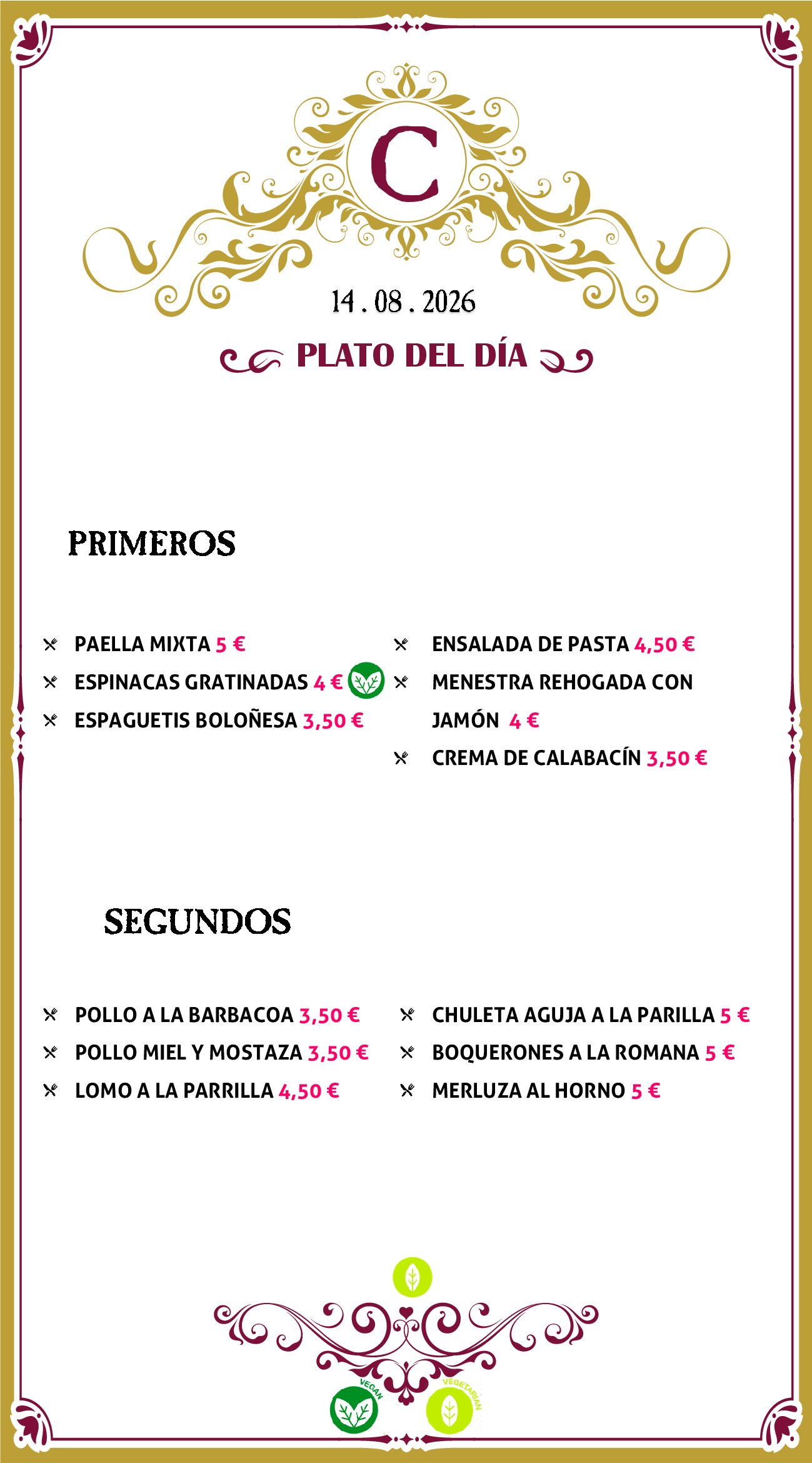 Menu RRSS N