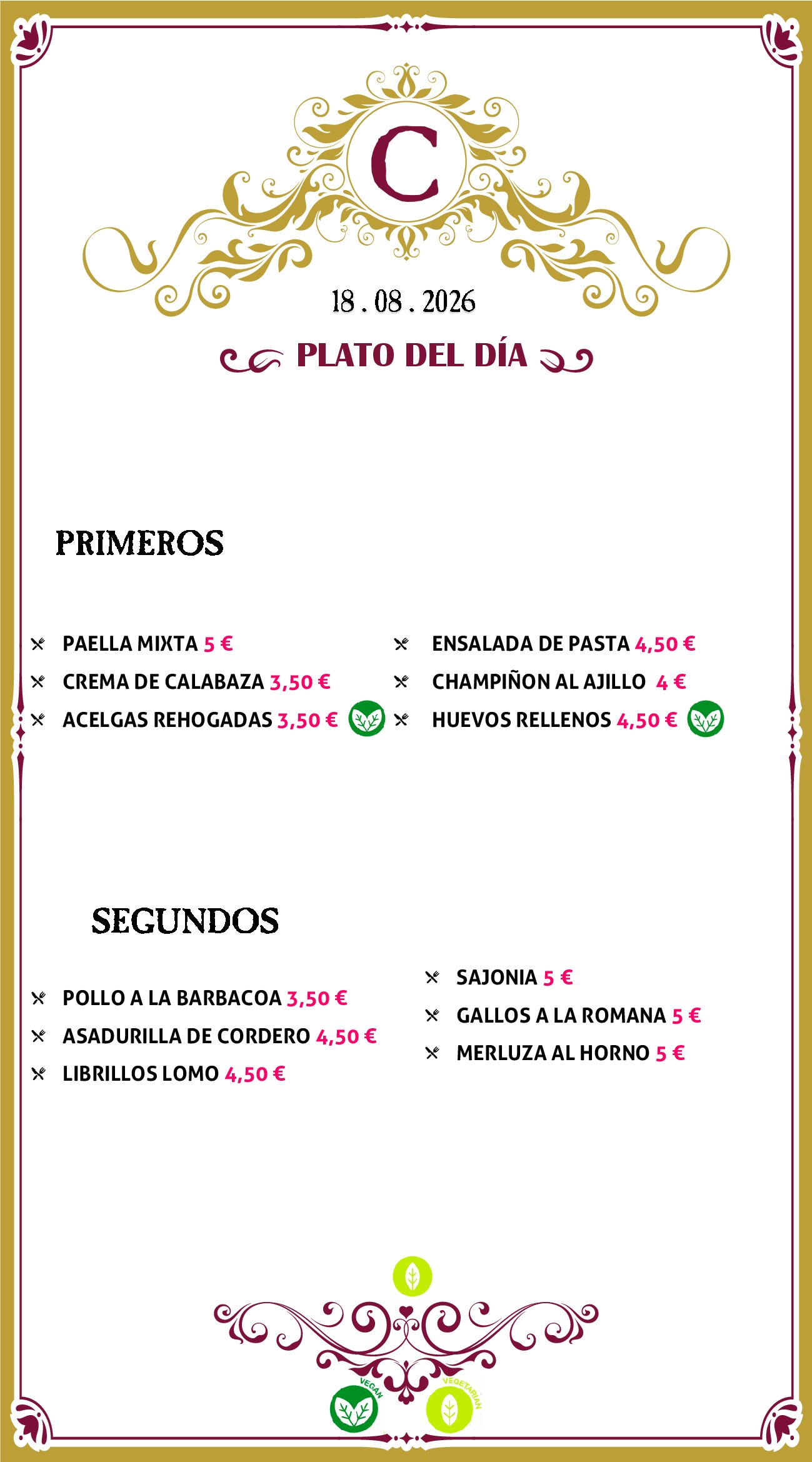 Menu RRSS N